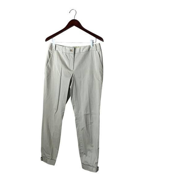 Ted Baker Khaki Beige Dress Work Pants Trousers 8 (3) Gold Tone Hardware Buckle - Picture 1 of 10